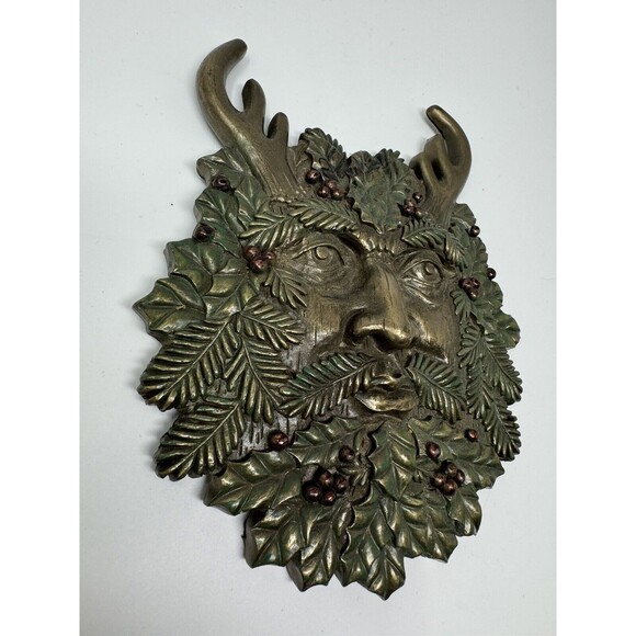 Greenman Pan Wall Plaque Ebros Horned God Winter Season 7" Vegetative Deity - Picture 2 of 3